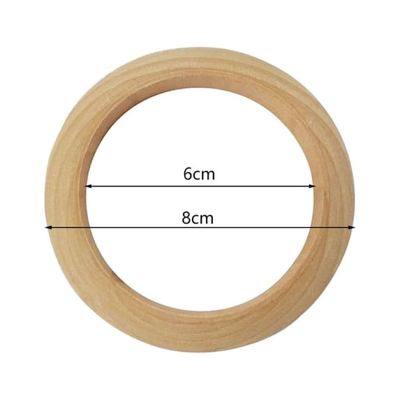 Lierteer 1Pc Unfinished Wooden Rings Multiple Sizes Solid Color Natural Wood Circle Rings 8*1cm