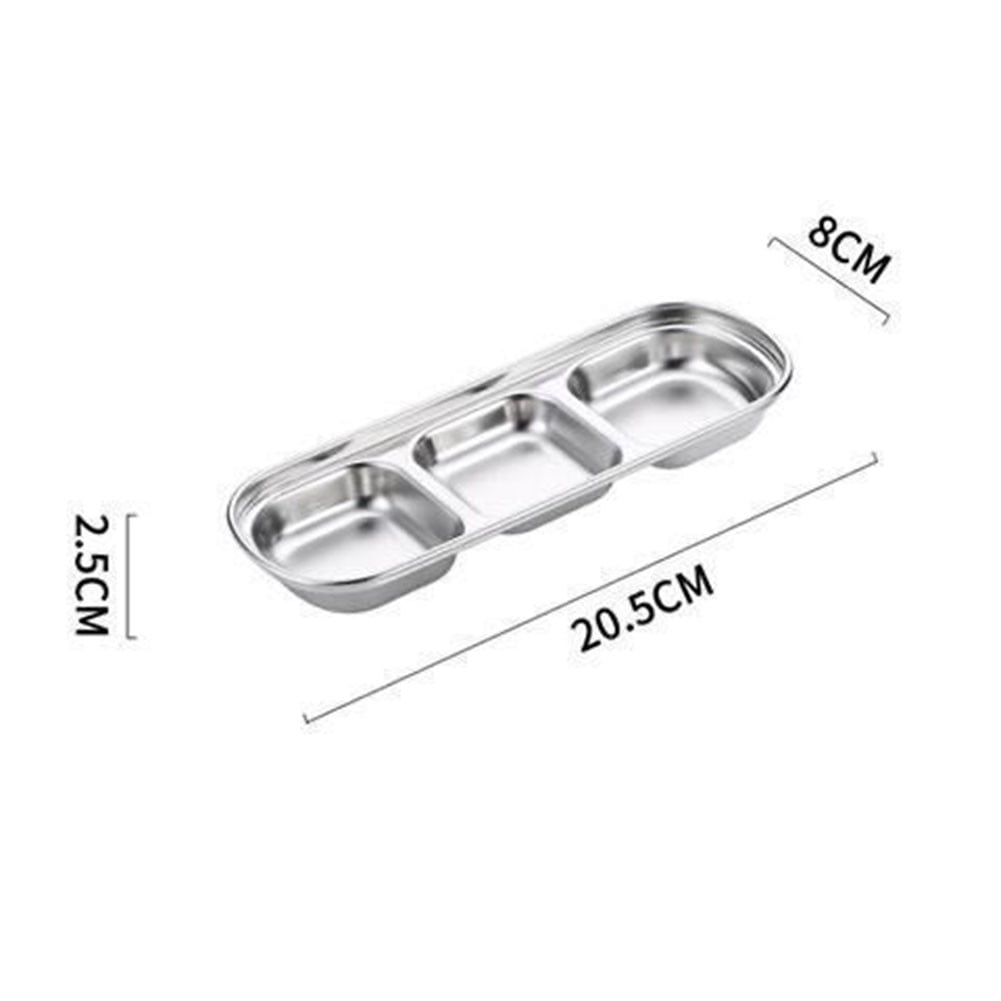 Lierteer 3 Compartment Stainless Steel Sauce Plate Mini Platter Sushi