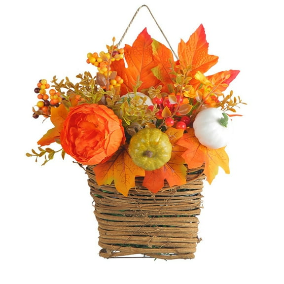 Lierteer Autumn Hanging Flower Basket: Elegant Decor for Front Door & Thanksgiving! 0