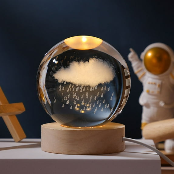 Lierteer Christmas Crystal Ball Decoration Astronomy Solar Planets Moon Astronaut Clouds of Rain