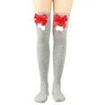 thumbnail image 1 of Lierteer Christmas Striped Long Stockings Bow Christmas Socks Ball Long Socks Fashion Women Soks Sexy Slim Long Soks Striped Hosiery 14, 1 of 9