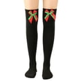 thumbnail image 1 of Lierteer Christmas Striped Long Stockings Bow Christmas Socks Ball Long Socks Fashion Women Soks Sexy Slim Long Soks Striped Hosiery 16, 1 of 9