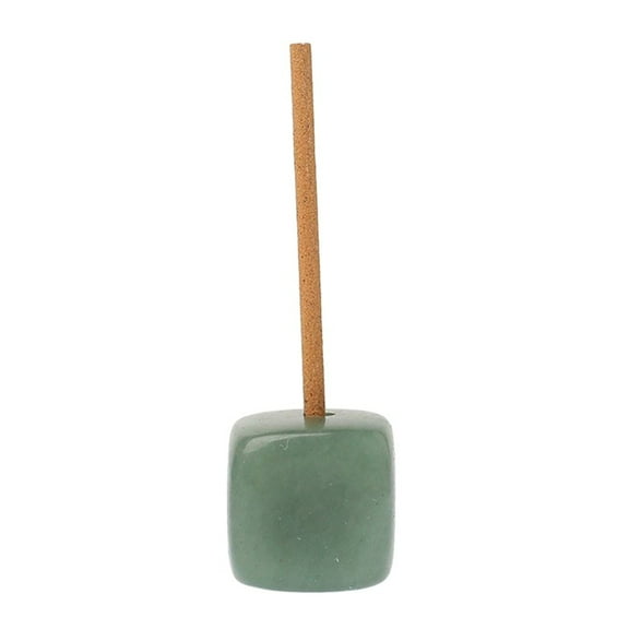Lierteer Crystal Cube Natural Quartz Stone Incense Stick Holder Healing Burner Stand Base Green Aventurine