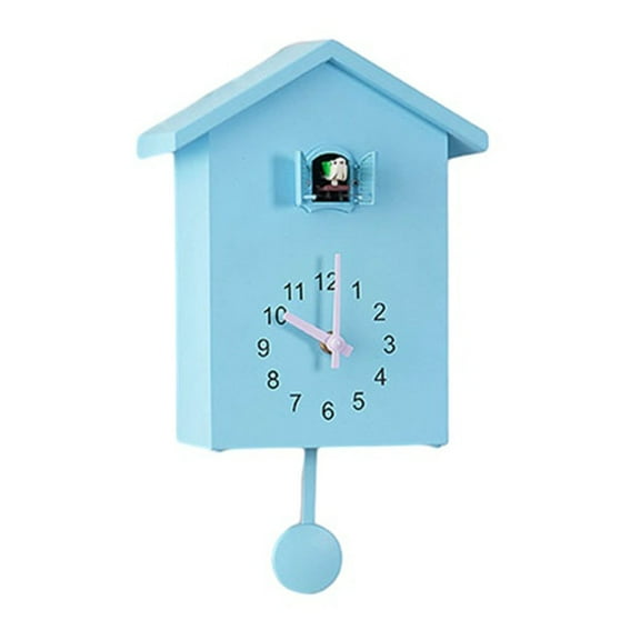 Lierteer Cuckoo Clock Voices Call Bird House Wall Art Home Living Room Office Decoration Blue