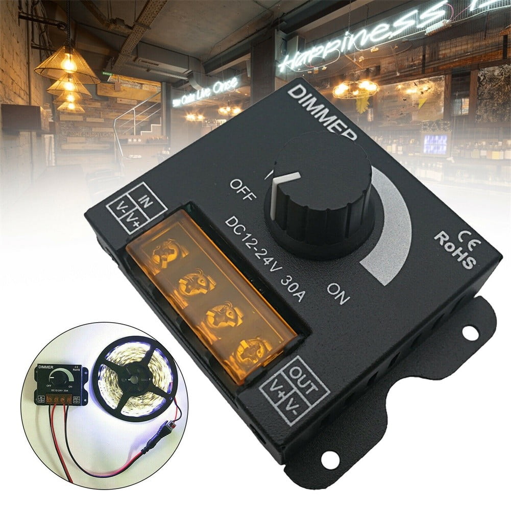Lierteer DC 12V 24V LED Dimmer Switch 30A 360W Voltage Regulator Brightness Adjustable Controller LED Strip Light Lamp PWM Dimming Dimmer