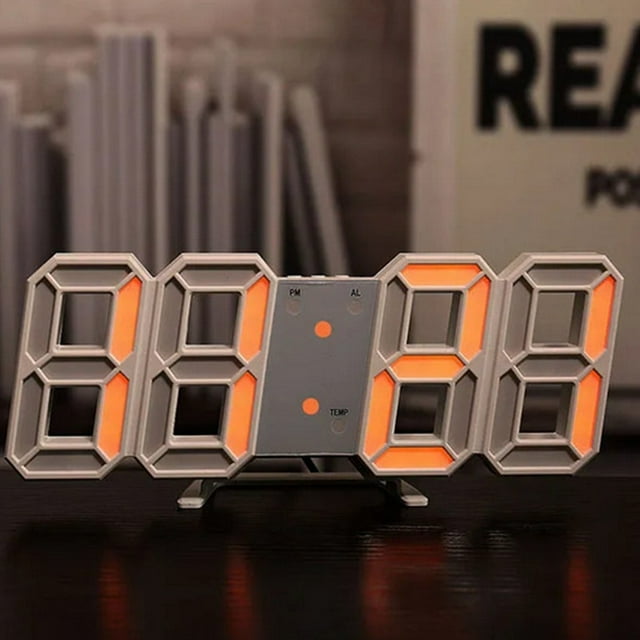 Lierteer Digital 3D LED Wall Desk Alarm Clock Snooze USB Brightness