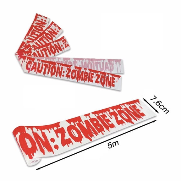 Lierteer Halloween Green Caution ZOMBIE DANGER Warnings Tape Halloween Fright Tape 10M