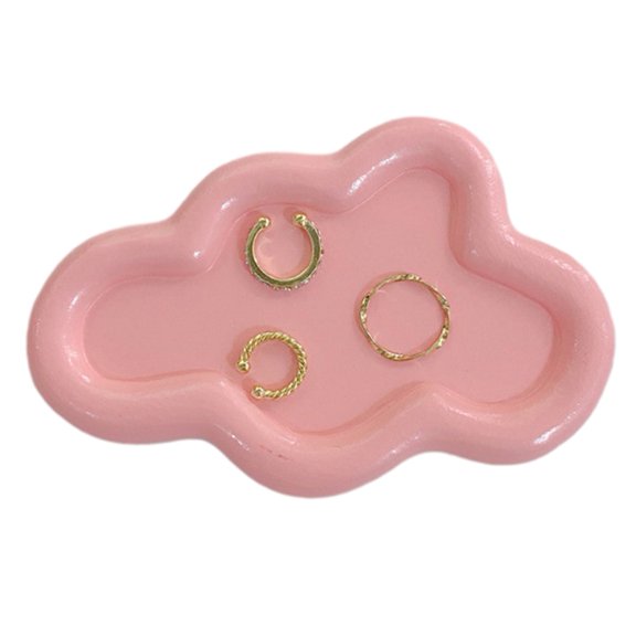 Lierteer Irregular Shape Storage Specifications A Jewelry Tray Creative Resin Plate Functional And Practical Jewelry Photo Props Pink clouds