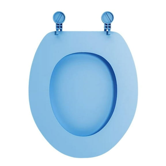 Lierteer O/U Shape White Toilet Seat, Soft Close Top Fixed Toilet Seat Cover Bathroom Blue O-type
