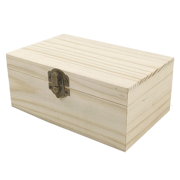Lierteer Pine Wooden Jewelry Box Buckle Flip Storage Box Postcard Storage Box Dustproof 15*9.5*6.3CM