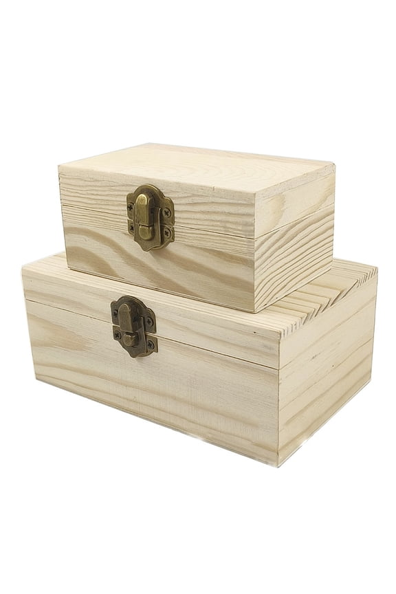 Pine Wooden Jewelry Box Buckle Flip Storage Box Postcard Storage Box Dustproof two-piece sets