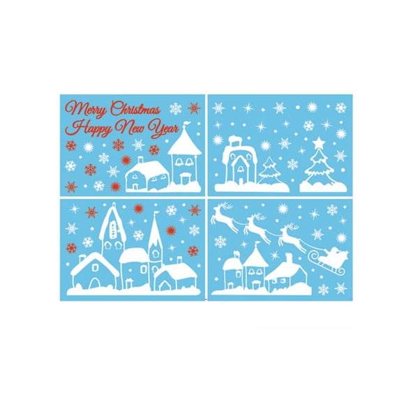 Lierteer Set of 4 Christmas Decals for Windows Featuring Unique Snowman and Elk Designs Snow Town