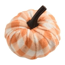Lierteer Simulation Flannel Pumpkin Decoration Halloween Colorful Cloth Pumpkin Decor Orange and white