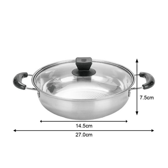 Lierteer Stainless Steel Hot Pot Stock Pot with Glass Lid & Double Handles - Sturdy 26cm