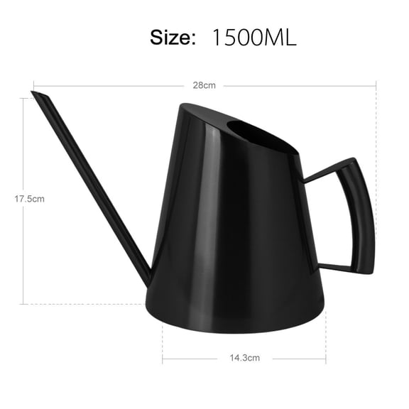 Lierteer Stylish Stainless Steel Long Spout Watering Can: for Indoor and Outdoor Plants! 1500ML Black