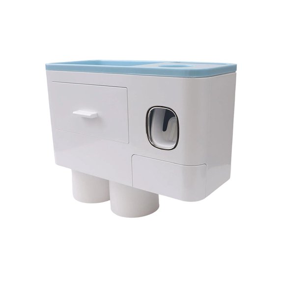 Lierteer Toothbrush rack creative automatic toothpaste squeezer bathroom punch-free Blue