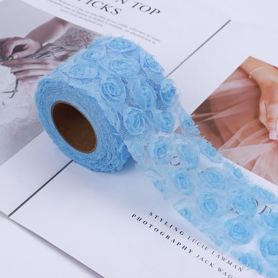 Lierteer Tulle Ribbon Roll DIY Craft for Gift Packaging Mesh Fabric Supplies Light blue