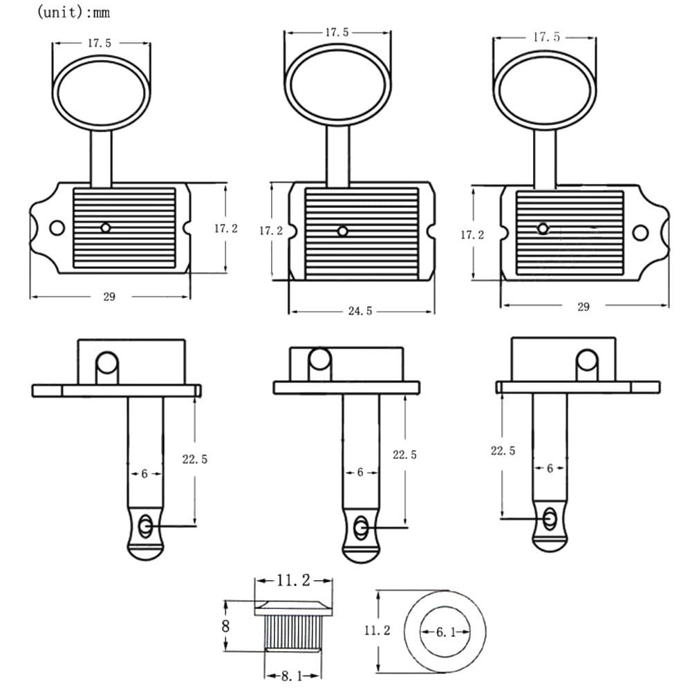 Lierteer Vintage Style ST Electric Guitar Tuning Peg Silver Tuner