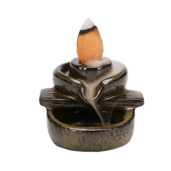 Lierteer Waterfall Incense Burner Ceramic Backflow Incense Holder Fountain Backflow Incense Cones For Home Office Decor Housewarming Gift