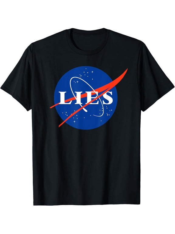 Lies tee funny Fake Moon Landing Conspiracy Theory T-Shirt men and women can wear, black, white, gifts