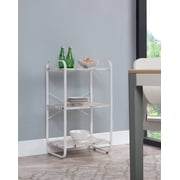 Liese White Metal & Wood Freestanding 3 Tier Kitchen Rack Unit, Transitional