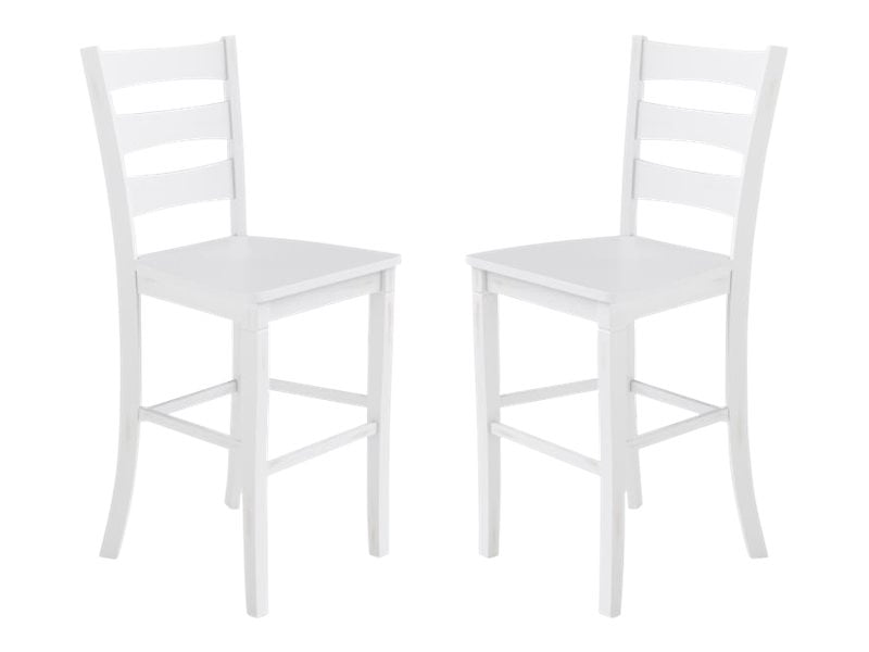 2 Piece Bar Stool, Slatted Design Back, White