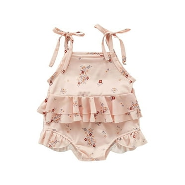 Lieserram Baby Infant Girl Long Sleeve Ruffle Swimsuit, Sizes 3-6 Months