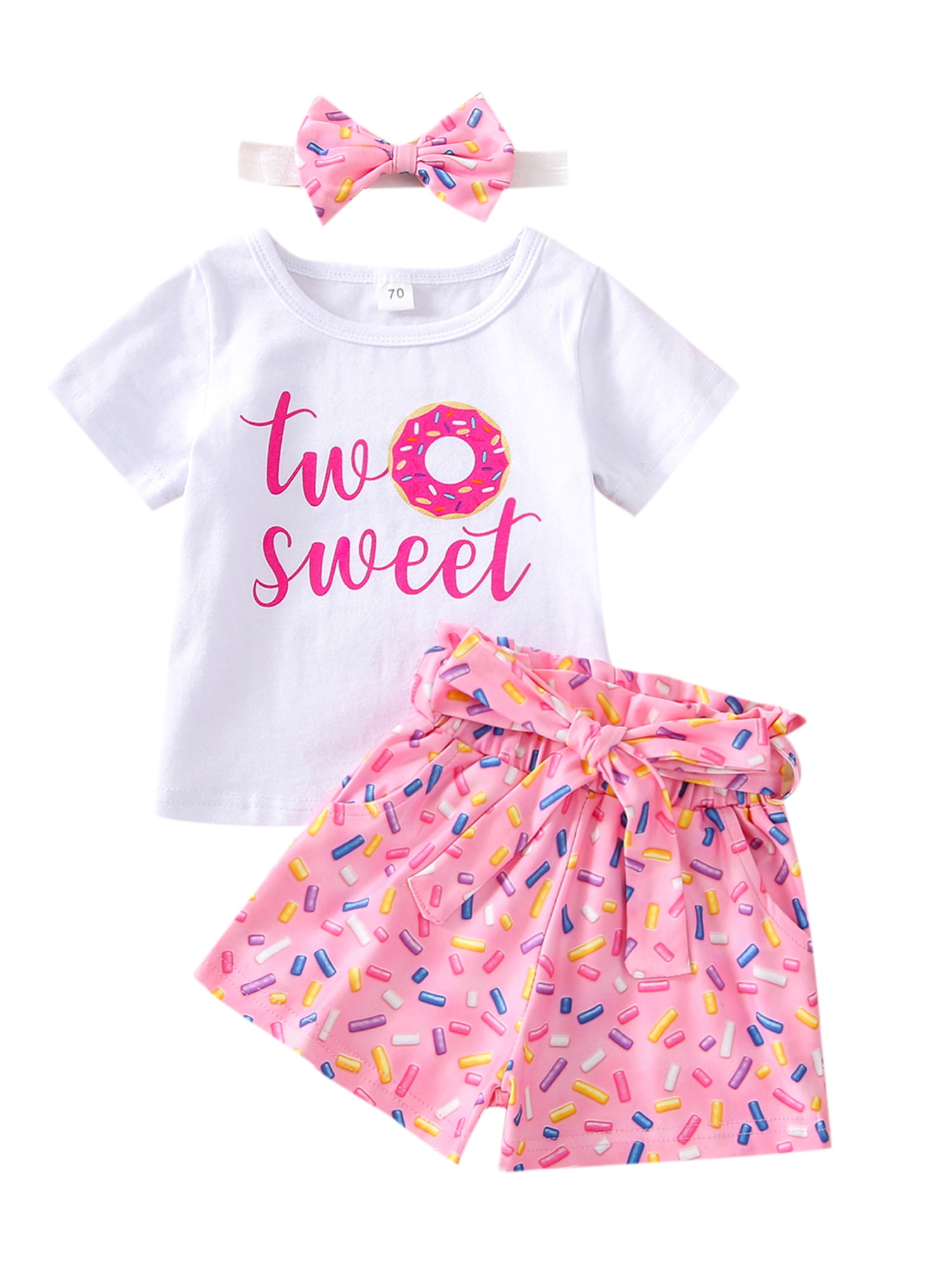 Lieserram Summer Toddler Girl Clothes 18 24 Months 2T Outfits Short Sleeve Tops Bell-bottoms  Pant Sets