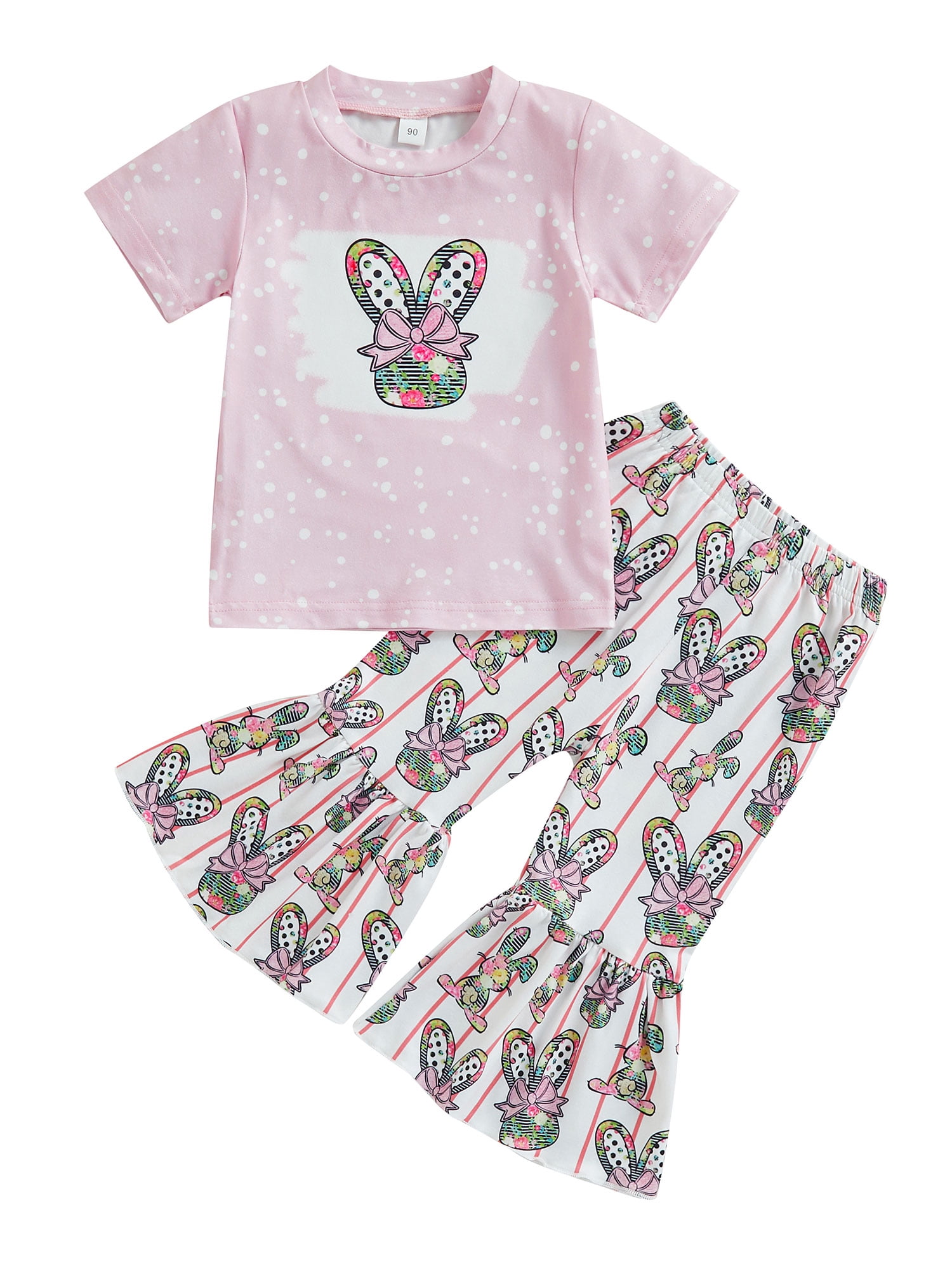 Girls' 2-Piece Outfit - Ruffle Sleeve Top & High-Waisted Striped Shorts Set, Cute Summer Clothes