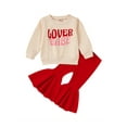 thumbnail image 1 of Lieserram Toddler Girls Autumn 2PCS Clothes Long Sleeve O Neck Letter Print Pullover + Red Flared Pants 6M--4Y, 1 of 9