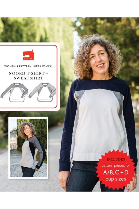 Liesl + Co Sewing Pattern Noord T Shirt & Sweatshirt Women XS-XXL Tops, Sweaters
