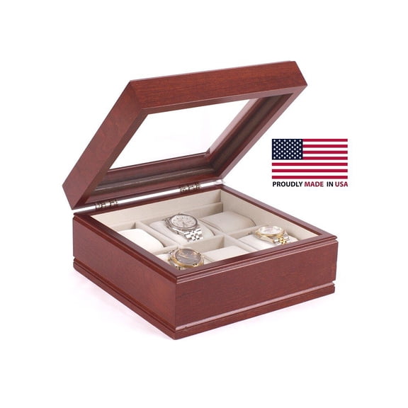 American Chest Company The Lieutenant; Six Watch, Glass Top Storage Chest