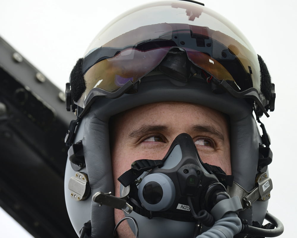 Lieutenant straps on his MBU-20P oxygen mask Canvas Art - Stocktrek Images (32 x 25)