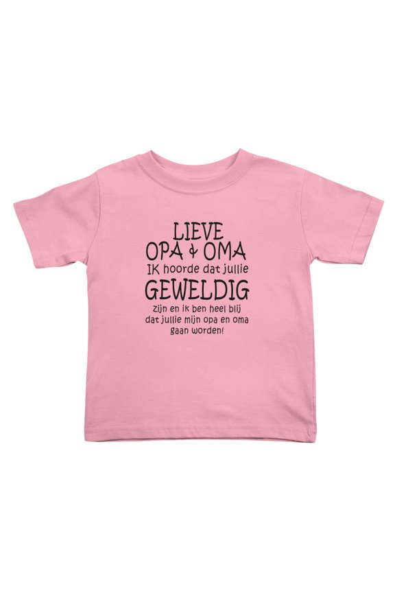 Lieve Opa & Oma Gewelding Funny Toddler T Shirts for Boys Girls (Pink, Youth S)