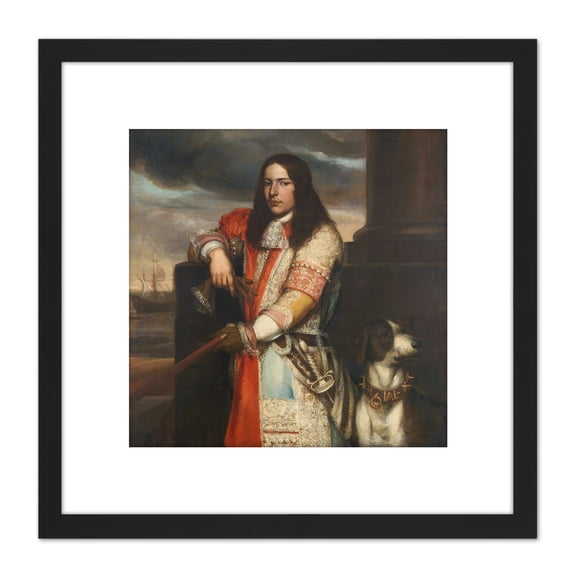 Lievens Vice Admiral Angel De Ruyter 8X8 Inch Square Wooden Framed Wall Art Print Picture with Mount