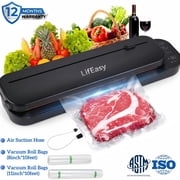 LifEasy VS2203 Food Vacuum Sealer Machine, 80kPa, 6-in-1 Modes, Dry & Moist Modes, Built-in Cutter, External Suction, 2 Rolls Bags & Starter Kit