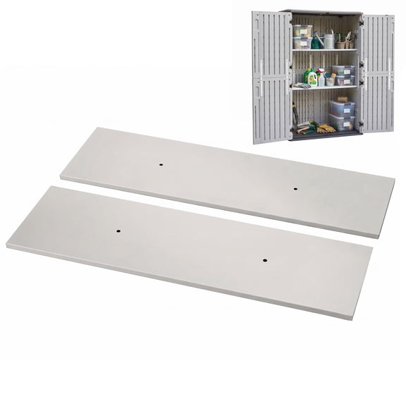 Lifarythm 64 Cu.Ft Outdoor Storage Cabinet Shelf, 2 Pcs Vertical Resin Storage Shed Shelves Accessories, Light Gray