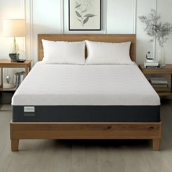 Life Balance 8 Inch Queen Size Mattress, Cooling Gel Memory Foam Mattress in a Box, Made in USA Queen Mattresses, Motion Isolation, Pressure Relief, Medium Firm, CertiPUR-US Certified, CY-8-Q