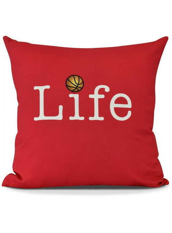 Life + Ball Word Print Outdoor Pillow