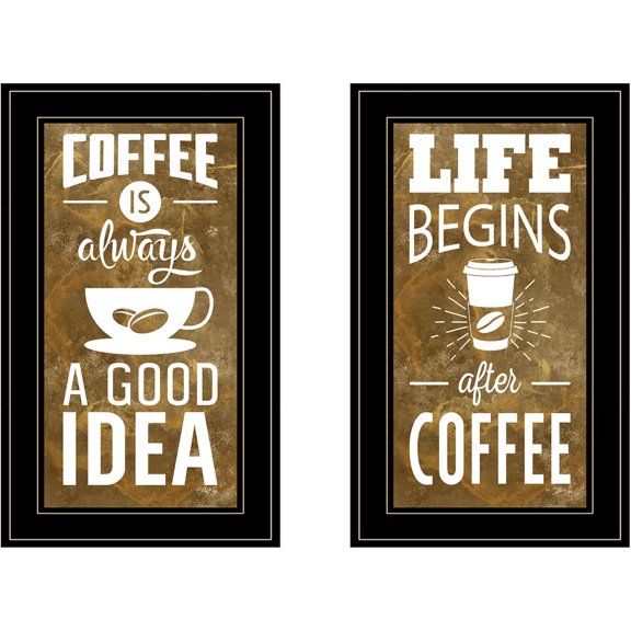 Life Begins & Ends With Coffee by Marla Rae FramedPrint Wall Art WoodMulti-Color