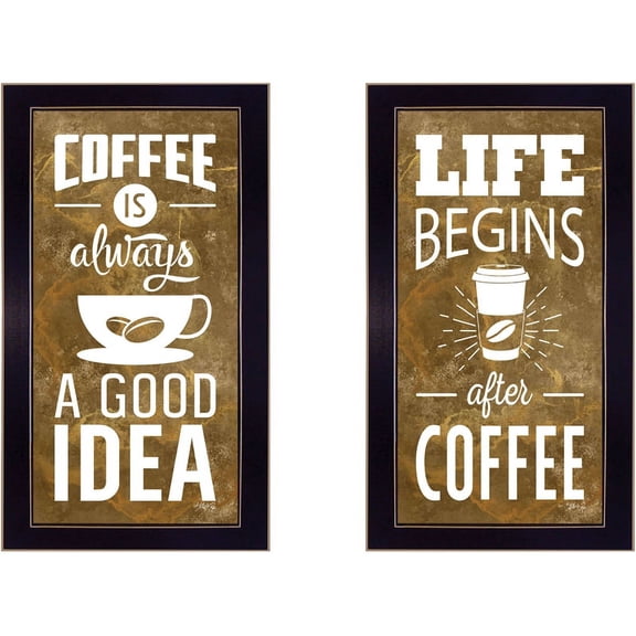 Life Begins & Ends With Coffee by Marla Rae FramedPrint Wall Art WoodMulti-Color