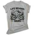 thumbnail image 1 of Life Behind Bars Bike T-shirt, Unisex Women's Men's Bicycle Cycling Mountain Bike Exercise Outdoors, Heather Gray, XX-Large, 1 of 6