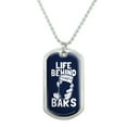 thumbnail image 1 of Life Behind Bars Drinking Funny Humor Military Dog Tag Pendant Necklace with Chain, 1 of 5