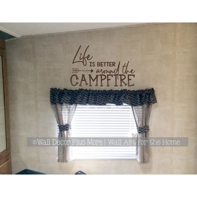 Life Better Around Campfire Camper Wall Decor Stickers RV Summer Quote