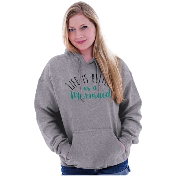 Life Better As Mermaid Beach Lover Women Plus Size Graphic Pullover Hoodie Brisco Brands 4X