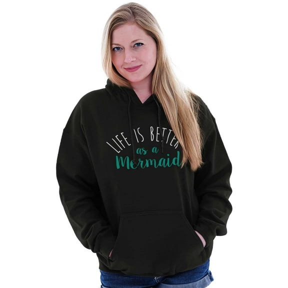 Life Better As Mermaid Beach Lover Women Plus Size Graphic Pullover Hoodie Brisco Brands 2X