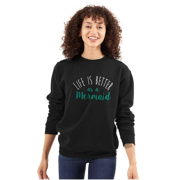 Life Better As Mermaid Beach Lover Women Plus Size Crewneck Sweatshirt Brisco Brands 2X