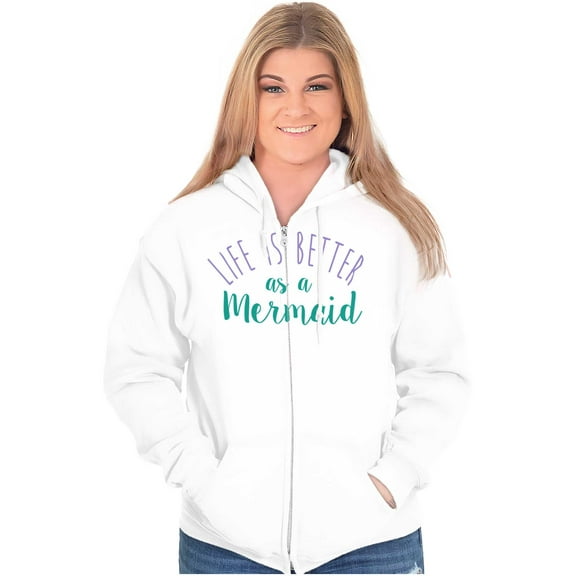 Life Better As Mermaid Beach Lover Zip Hoodie Sweatshirt Women Brisco Brands S