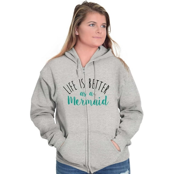 Life Better As Mermaid Beach Lover Zip Hoodie Sweatshirt Women Brisco Brands X