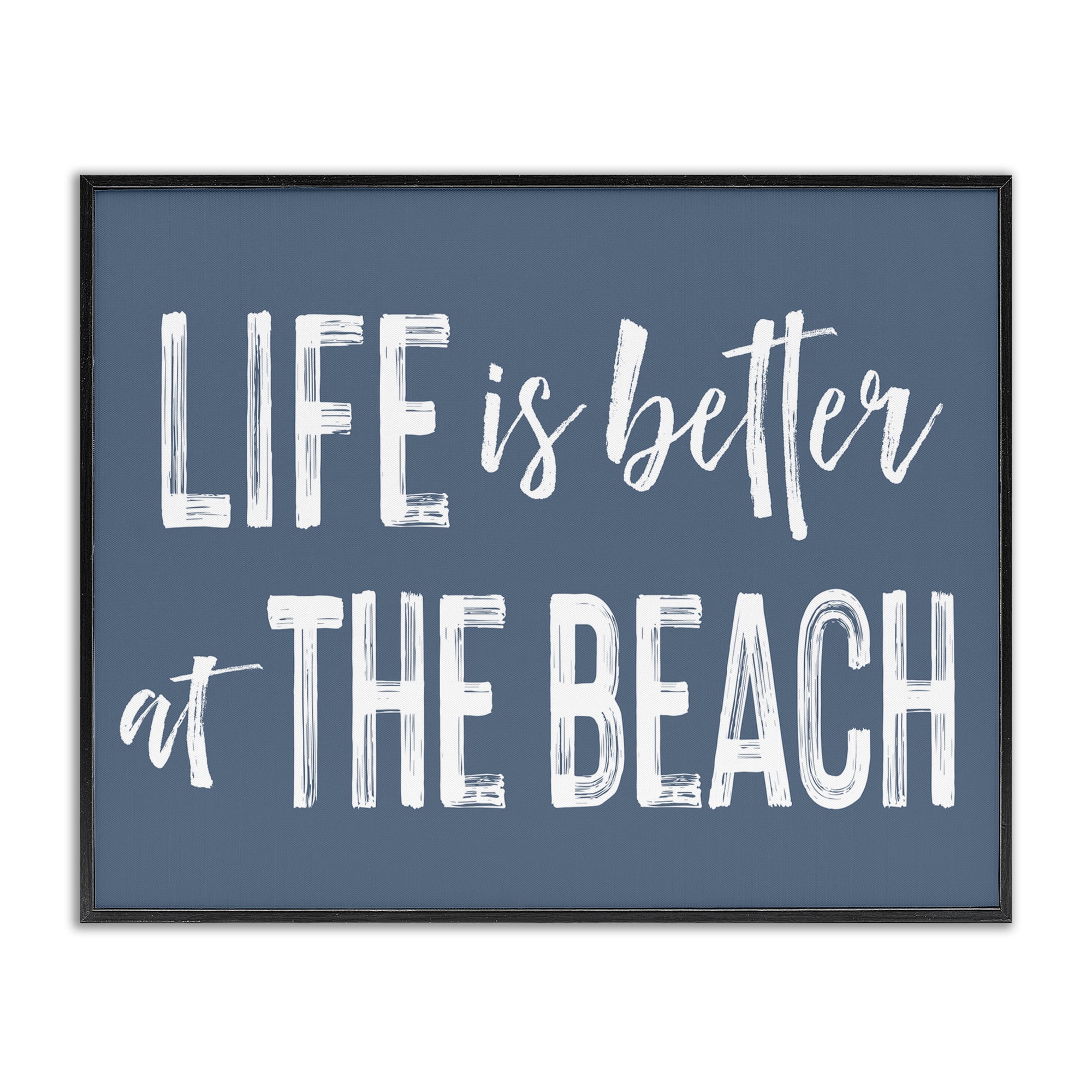 Life Better At Beach Blue Black Framed Giclee Art, design by Lettered and Lined